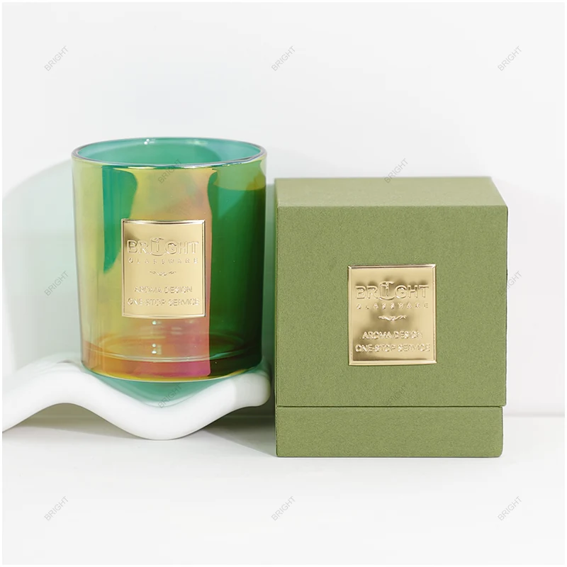 Decorated candle glass with coordinated lid-and-base box