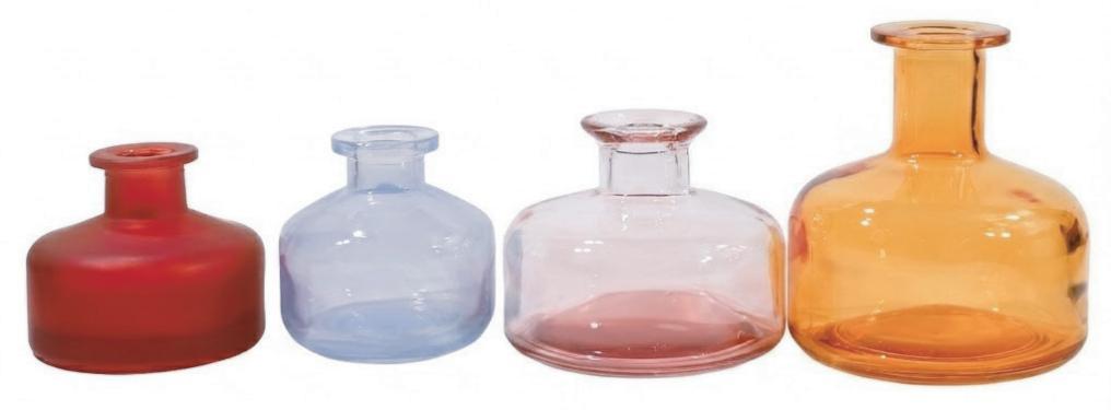Red blue pink and amber glass diffuser bottle shapes Red blue pink and amber glass diffuser bottle shapes