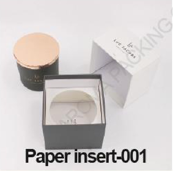 Candle vessel and presentation box with shaped paper insert