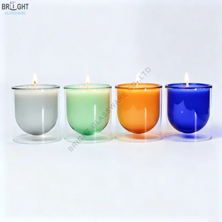 Colored Double-Wall Borosilicate Glass Candle Jars Wholesale