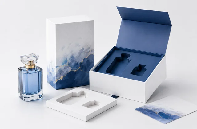 Perfume bottle gift box packaging with custom insert and premium box presentation