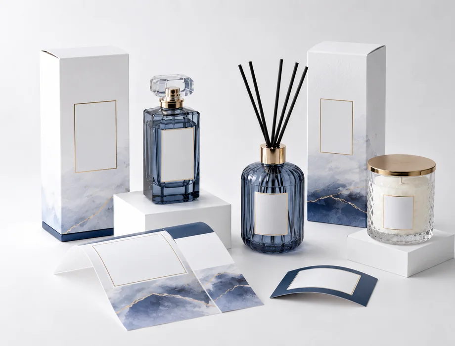 Printed packaging with logo, labels and branded sleeves for glass products