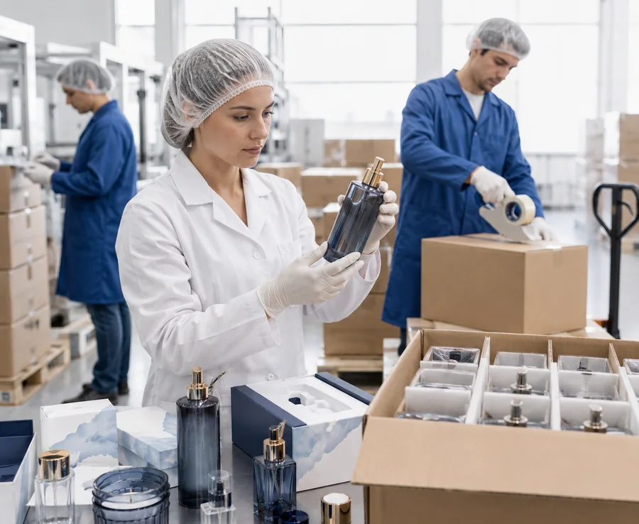 Quality control and export packing for glass bottles and complete packaging sets