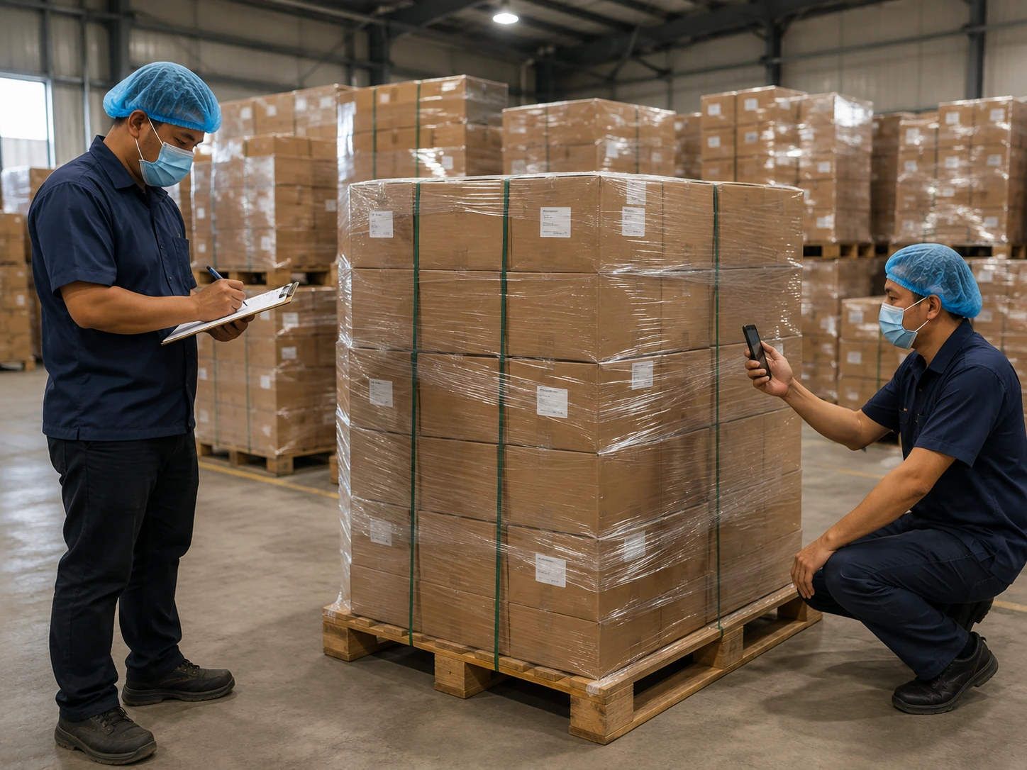 Final packing inspection with color logo quantity and carton photo records