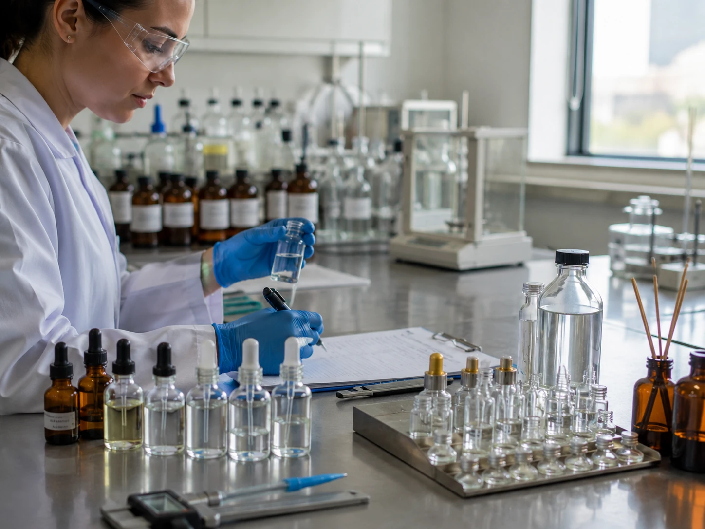 Essential oil compatibility test for glass bottle and decoration